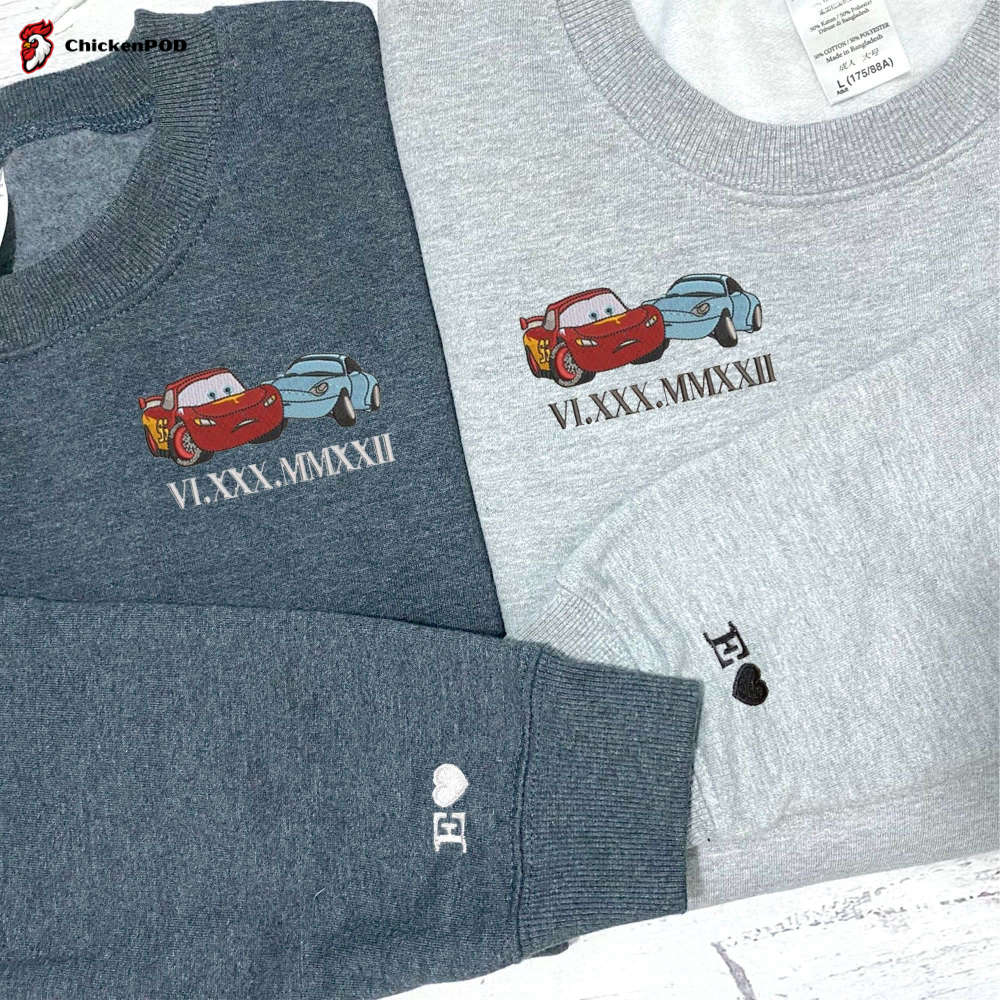 Cars Couple Sweater: Mcqueen x Sally Cartoon Embroidered Sweatshirts – Trending Vintage Crewneck & Hoodie