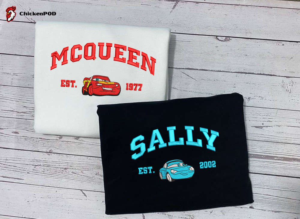 Cars Mcqueen & Sally Embroidered Sweatshirt – Trending Cartoon Couple Christmas Crewneck