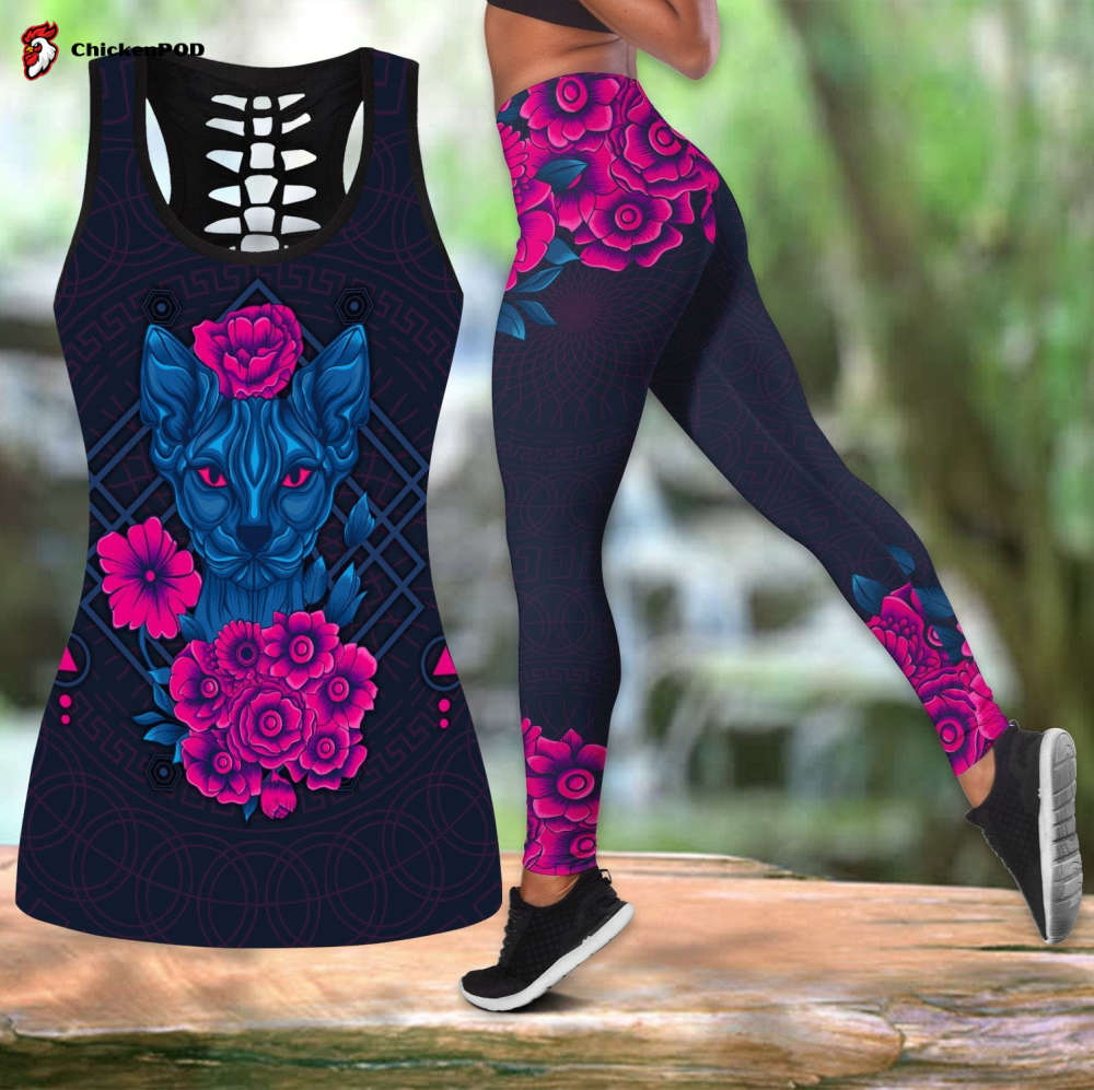 Beebuble True Face Skull Girl Combo Hollow Tank Top And Legging Outfit TNA