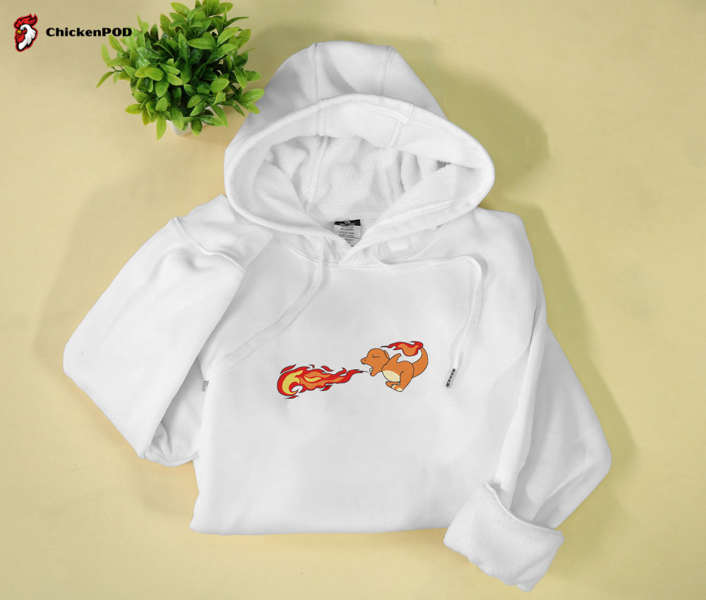 Charmander Embroidered Hoodie – Perfect Christmas & Birthday Gift