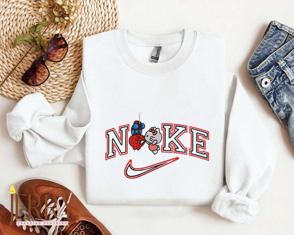 Affordable Hello Kitty & Spiderman Nike Embroidered Sweatshirt – Perfect Valentine s Day Gift for Couples