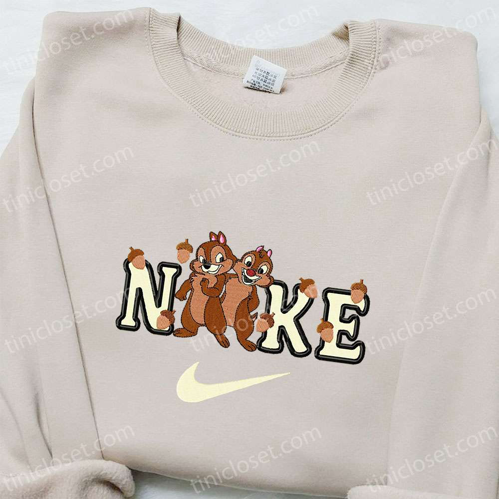 Chip and Dale x Nike Cartoon Embroidered Shirt – Unique Nike Inspired Design with Chip ‘n’ Dale Characters