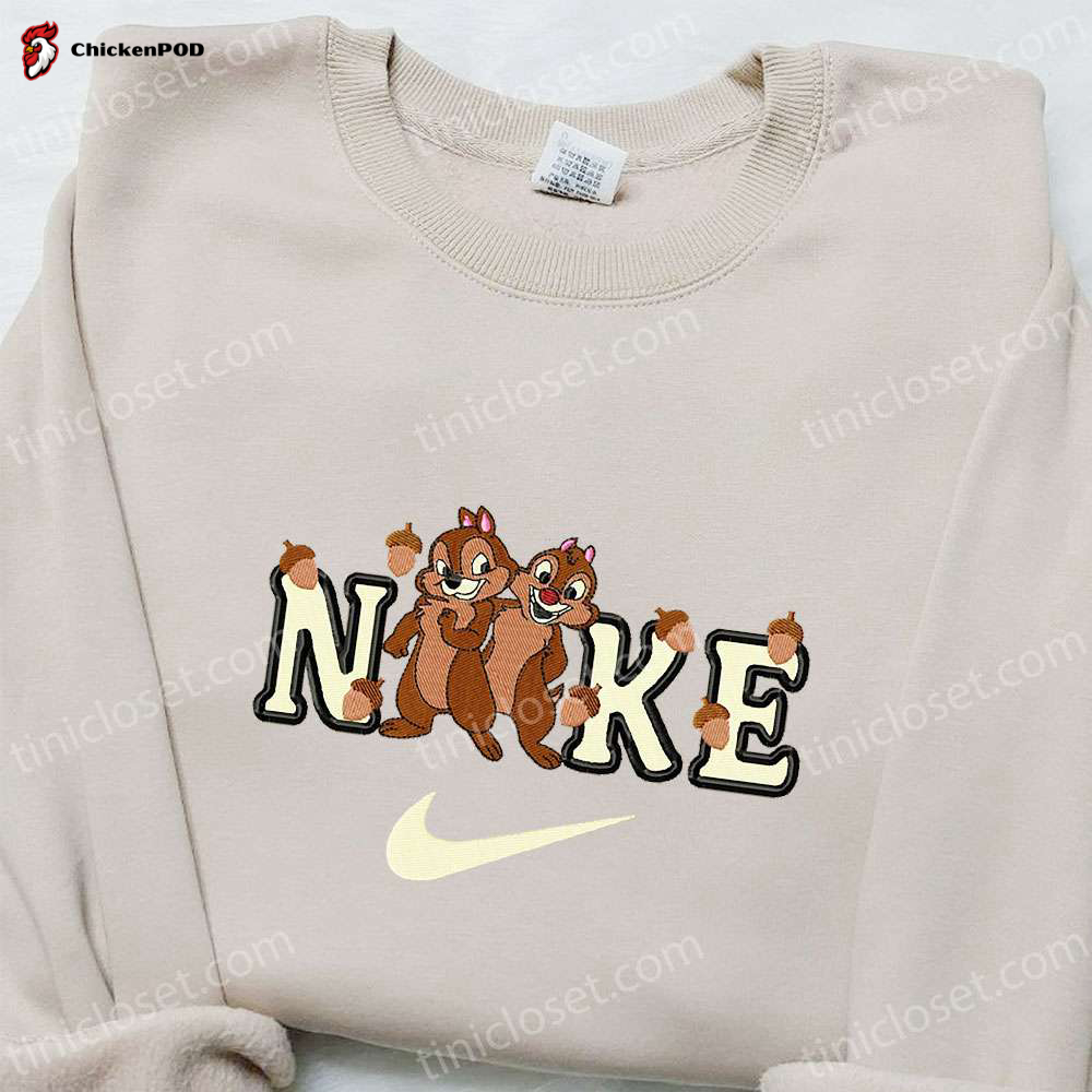 Chip and Dale x Nike Cartoon Embroidered Shirt – Unique Nike Inspired Design with Chip ‘n’ Dale Characters