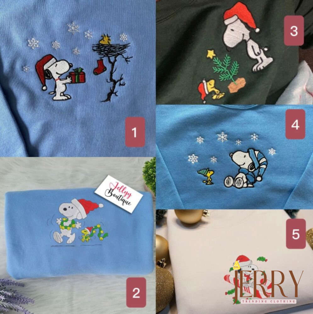 Festive Snoopy Christmas Embroidered Sweatshirts & Gifts: Gratitude Crewneck Woodstock – Shop Now!