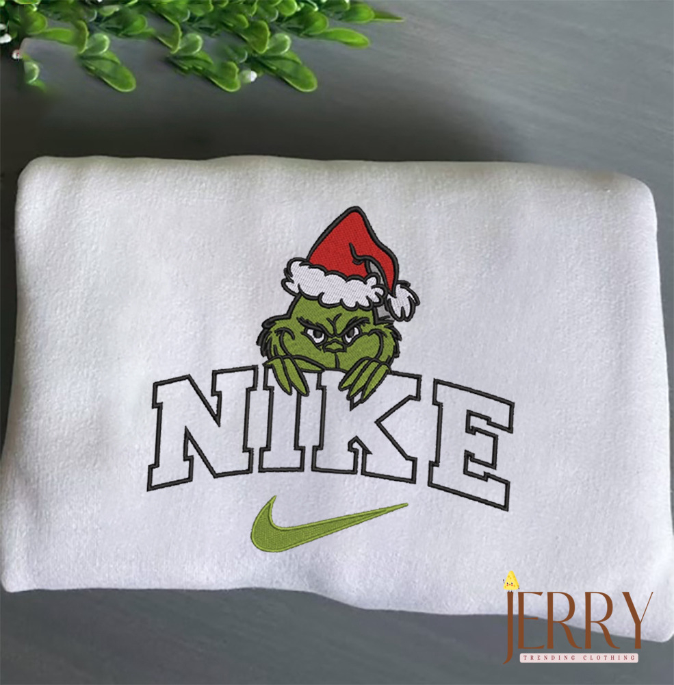 Get Festive with Merry Grinchmas: Embroidered Sweatshirt & Grinch Shirt