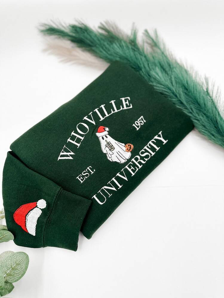 Whoville Christmas Sweatshirt: Retro Embroidered Crewneck Hoodie – Xmas Gift