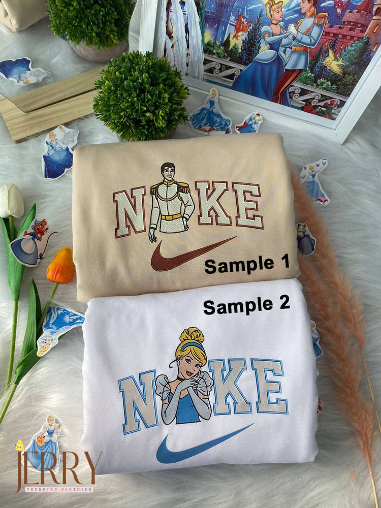 Cinderella & Prince Charming Disney Nike Sweatshirts: Embroidered Magic for Fans