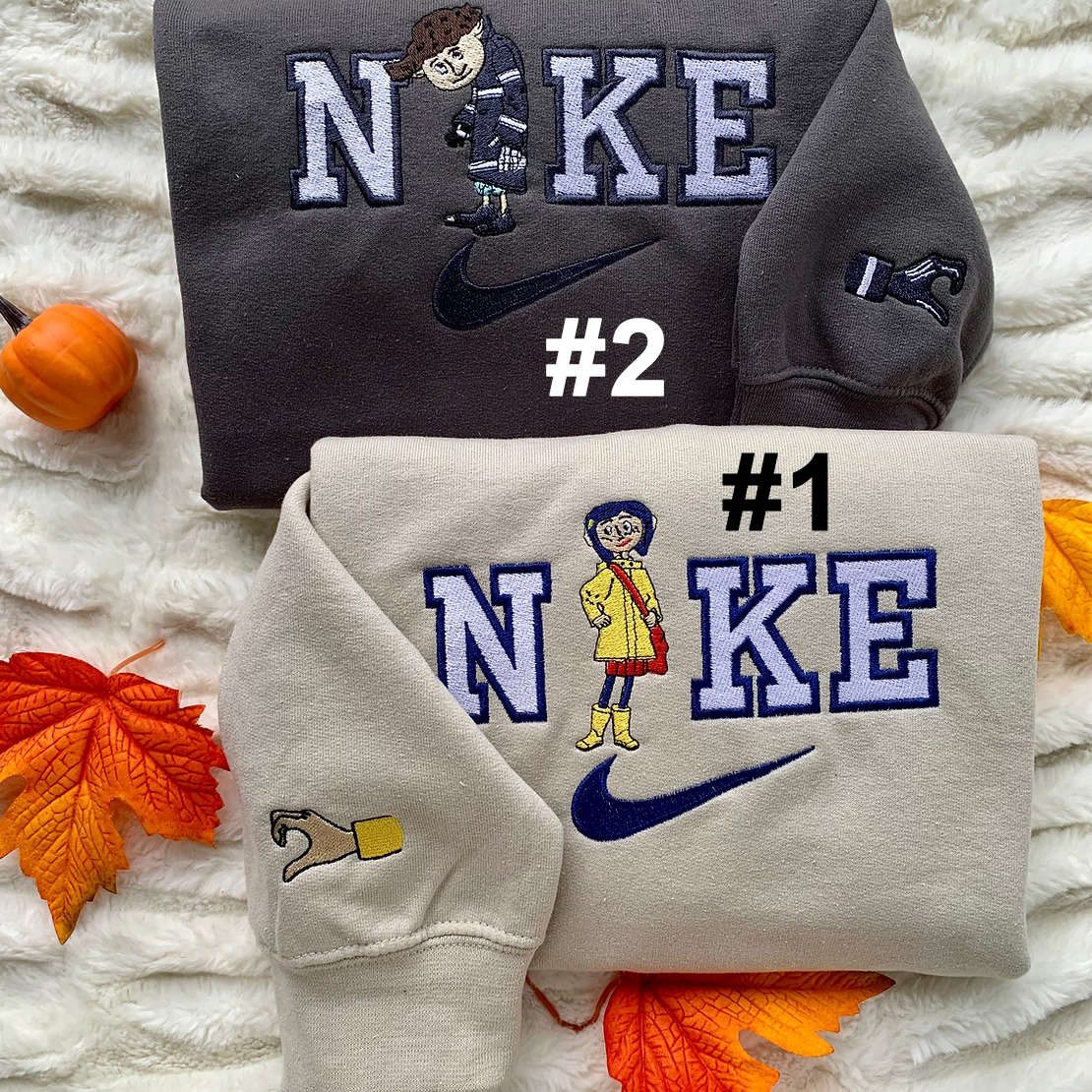 Coraline Love Matching Set: Nike Embroidered Sweatshirts – Perfect for Couples