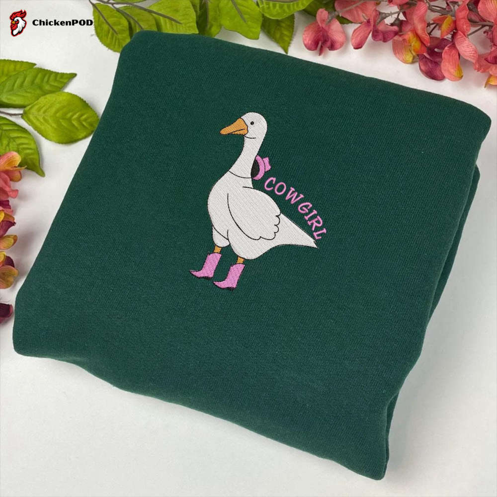 Cowgirl Silly Goose Embroidered Sweatshirts & Retro Cowboy Shirts: Western Duck Shirt