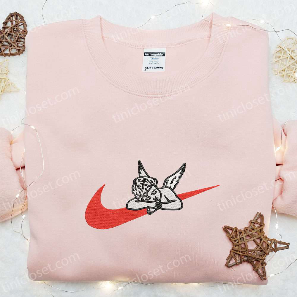 Cupid Angel x Nike Swoosh Embroidered Shirt & Valentine Hoodie – Perfect Gift Idea for Valentine s Day