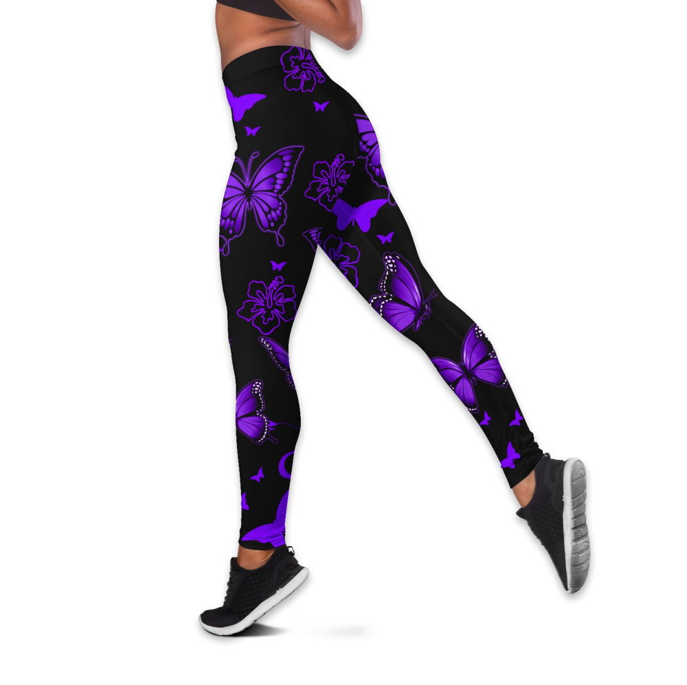 Custom Name Purple Butterfly Combo Legging + Tanktop