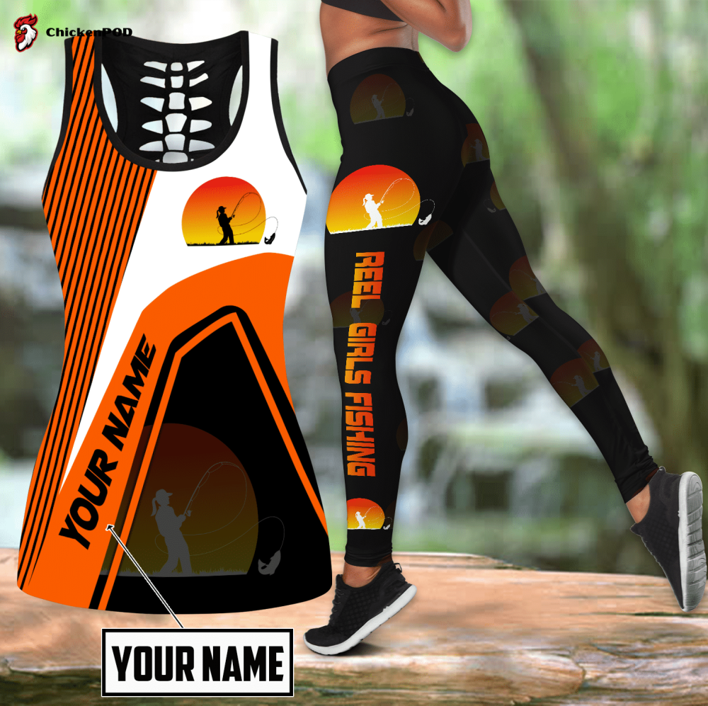 Custom name Reel girls fishing Combo Legging Tank