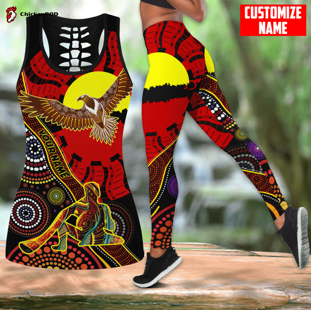 Customized Name Aboriginal didgeridoo Eagle Flag Combo Legging Hollow Tank