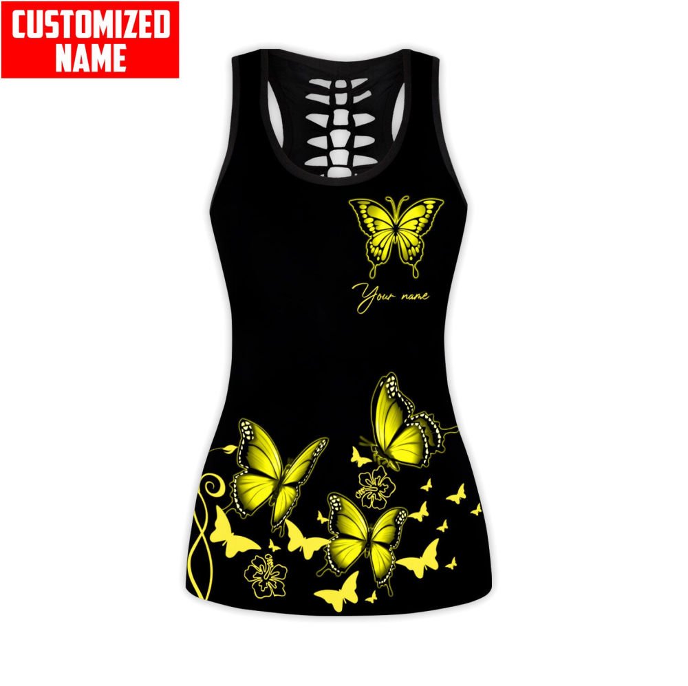 Customized Name Butterfly All Over Printed Combo Tanktop + Legging Sport Gifts