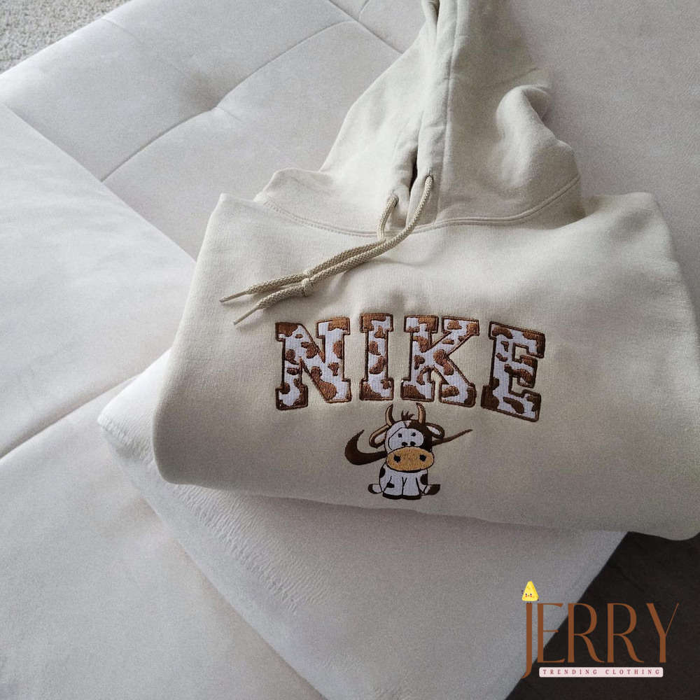 Cute Cow Nike Sweatshirt: Adorable Embroidered Design for Cozy Style