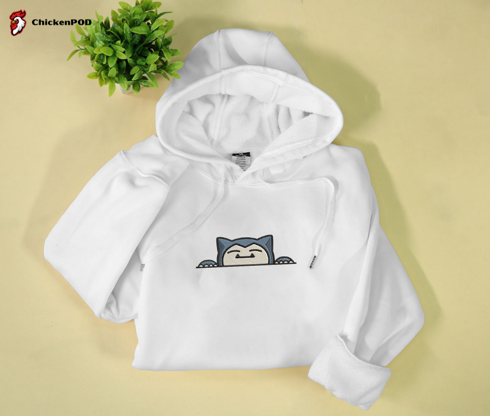 Cute Snorlax Embroidered Hoodie: Hiding Sweatshirt Gift