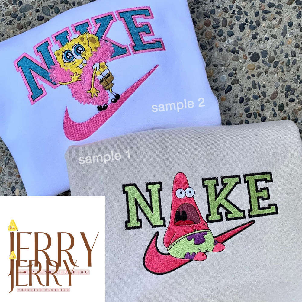 Cute SpongeBob & Patrick Nike Sweatshirt Embroidered Design for Fans