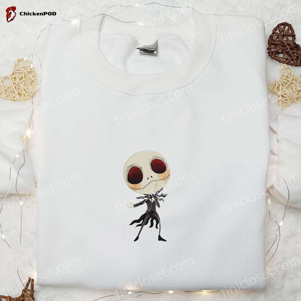 Dancing Jack Skellington Nightmare Before Christmas Shirt: Best Halloween Gift for Family Embroidered with Halloween Movie Theme