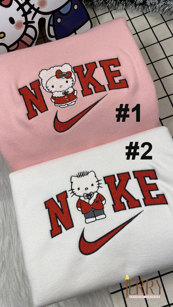 Stylish Dear Daniel & Hello Kitty Nike Sweatshirt: Embroidered Design for Trendy Charm!