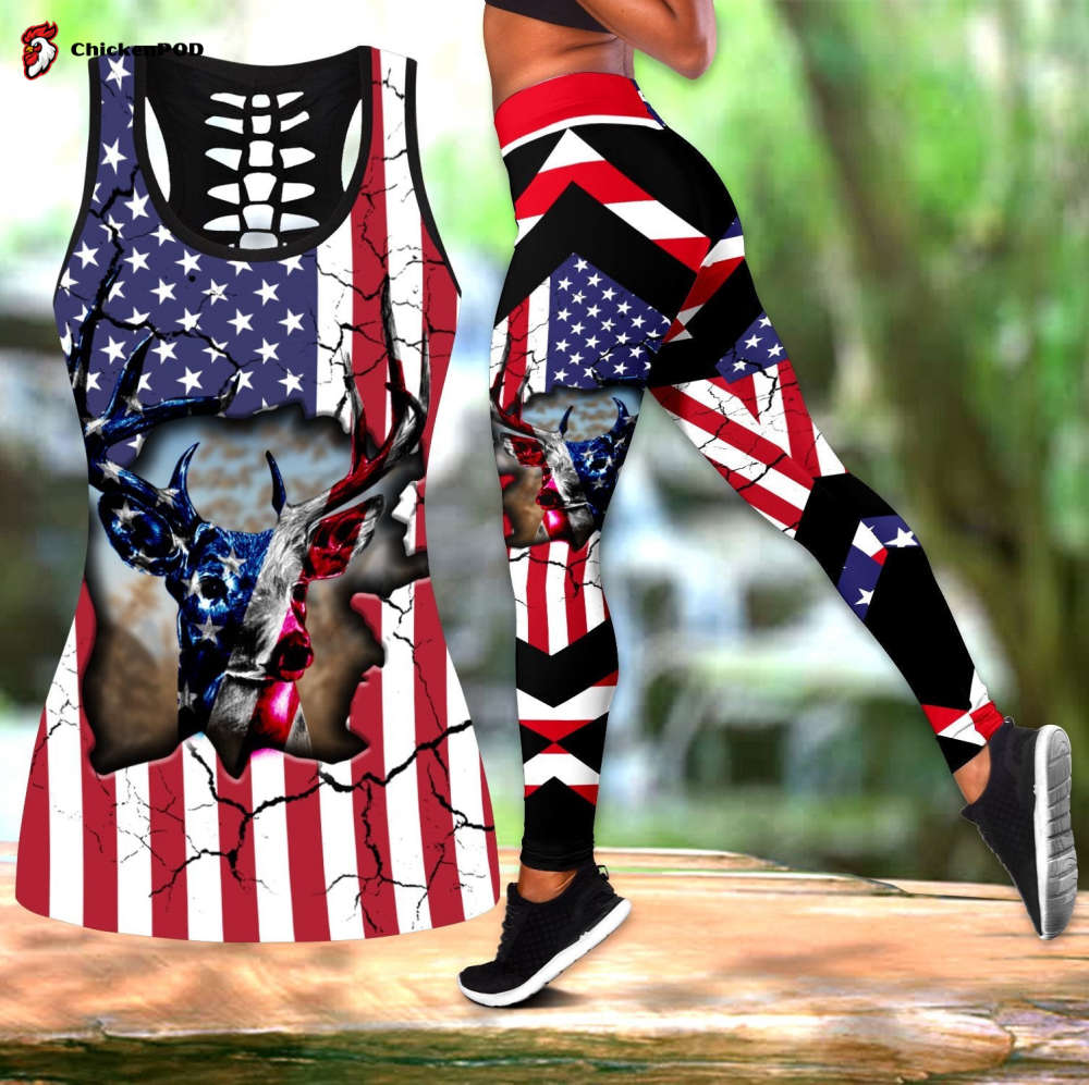 Deer Hunting and American Flag Combo Legging + Tank