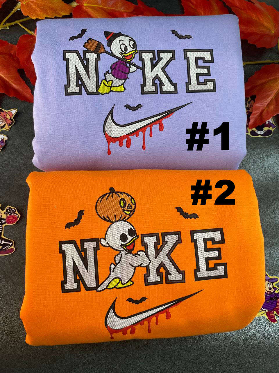 Disney Nike Embroidered Sweatshirts: Dewey Duck & Louie Duck – Stylish and Fun