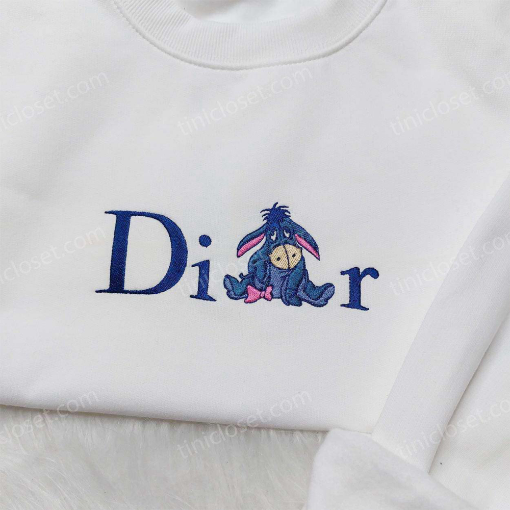 Dior Eeyore Embroidered Sweatshirt: Disney Winnie the Pooh Shirt Stylish Embroidered Hoodie