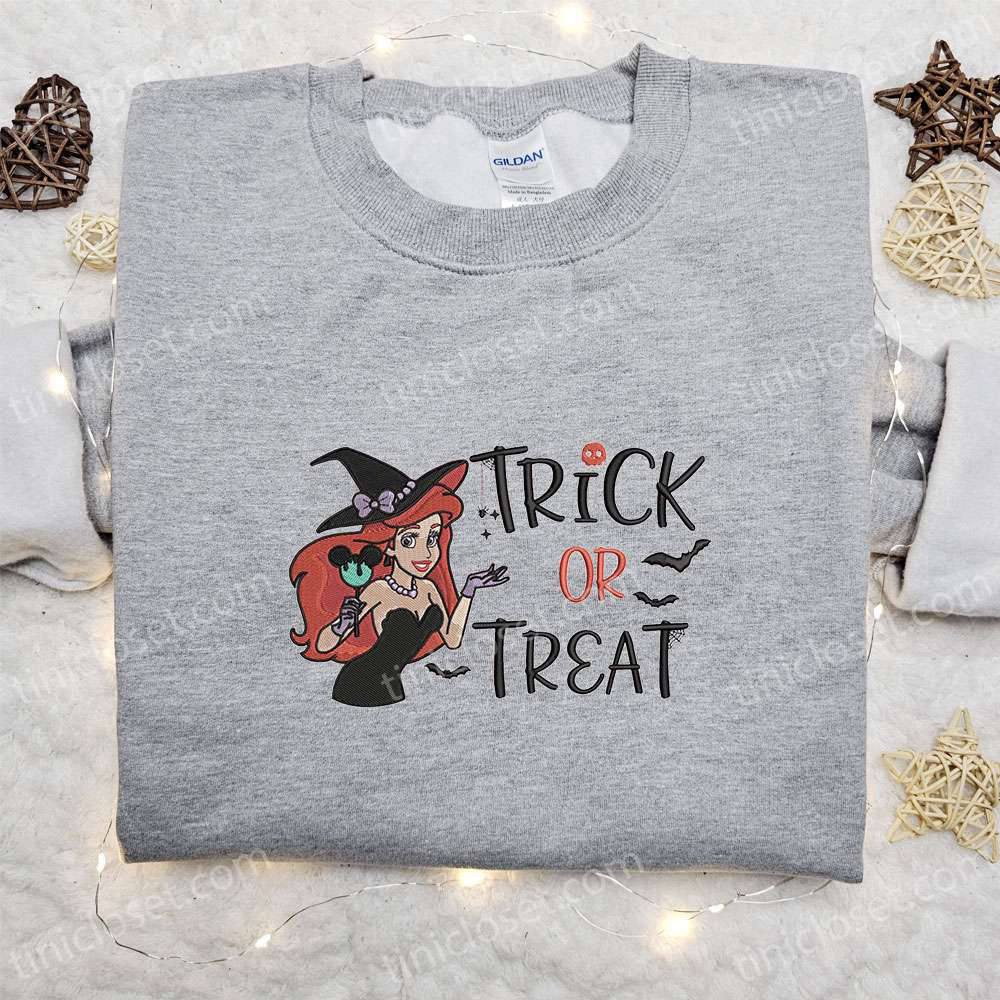 Disney Ariel Mermaid Trick or Treat Embroidered Shirt – Best Halloween Gifts for Family