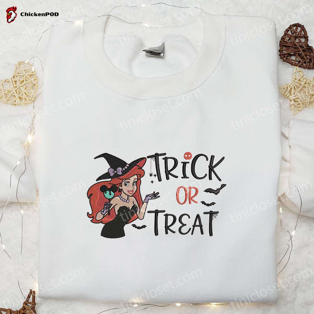 Disney Ariel Mermaid Trick or Treat Embroidered Shirt – Best Halloween Gifts for Family