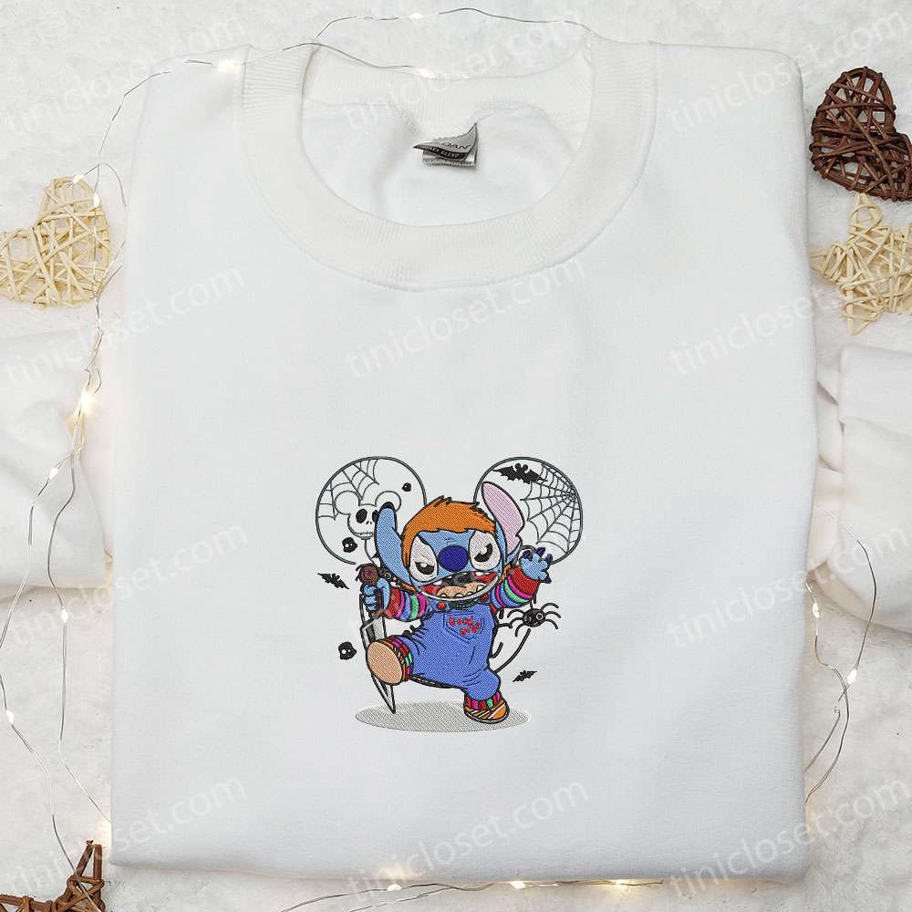 Disney Stitch Chucky Embroidered Sweatshirt: Halloween Hoodie Best Gifts for Family