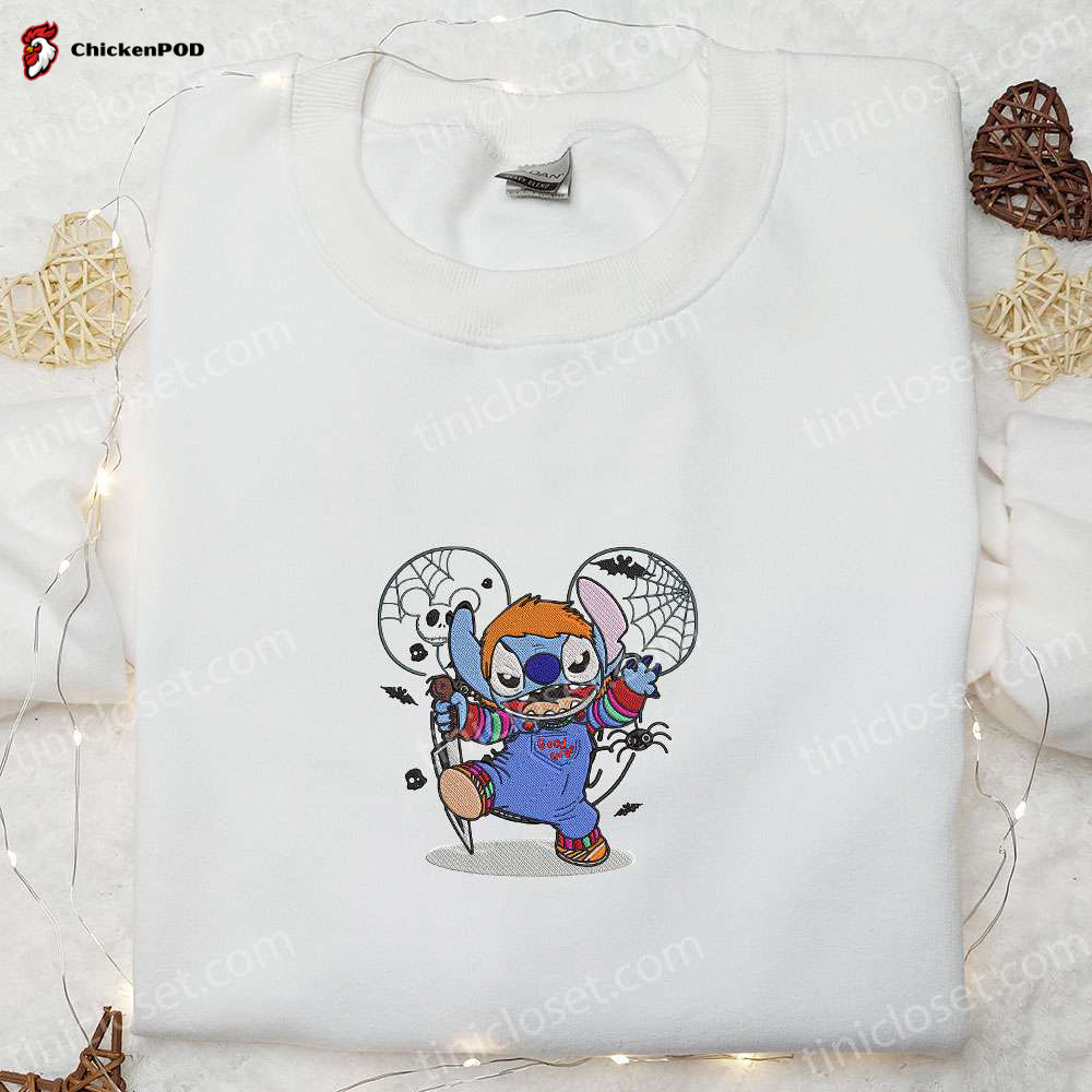 Disney Stitch Chucky Embroidered Sweatshirt: Halloween Hoodie Best Gifts for Family