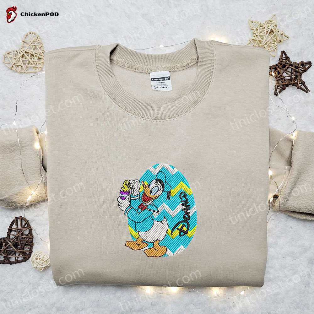 Disney Characters Embroidered Hoodie – Donald Duck With Easter Chick Shirt – Perfect Thanksgiving Day Gift Idea