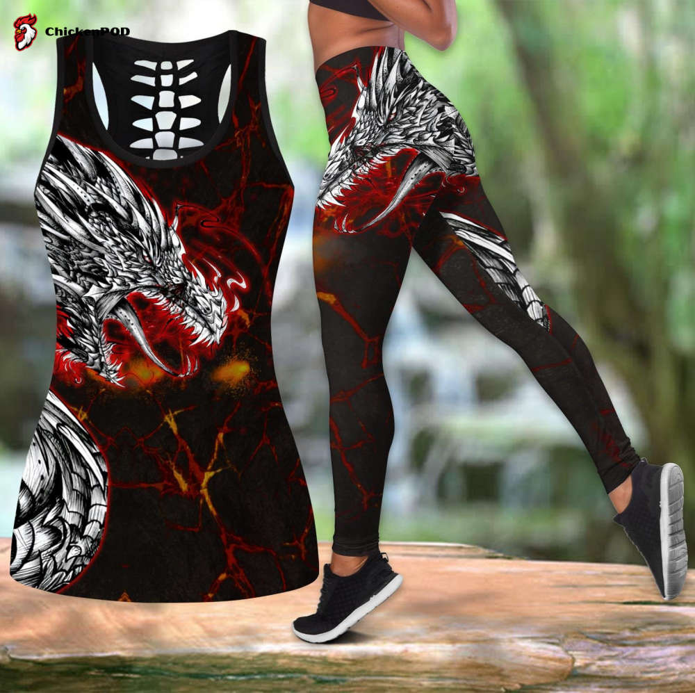 Dragon Lava Art 3D Over Printed Legging & Tank top-ML