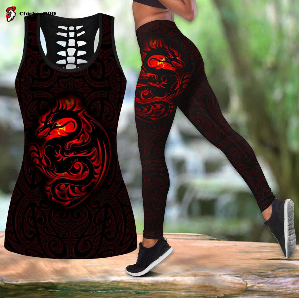 Dragon Tribal Tattoo 3D Over Printed Legging & Tank top-ML