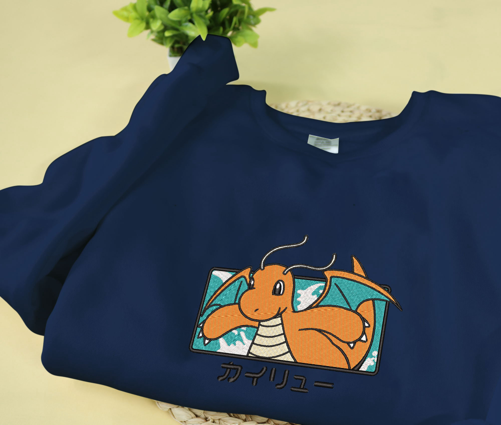 Dragonite Embroidered Sweatshirt: Perfect Holiday Gift for Christmas and Birthdays