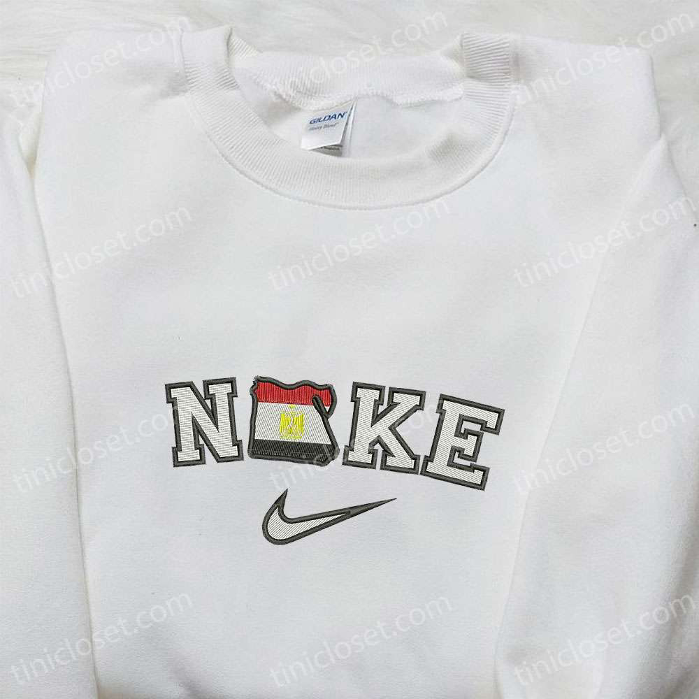 Stylish Egypt x Nike Swoosh Embroidered Shirts: Show Your Nation Pride with Custom Nike Tees!