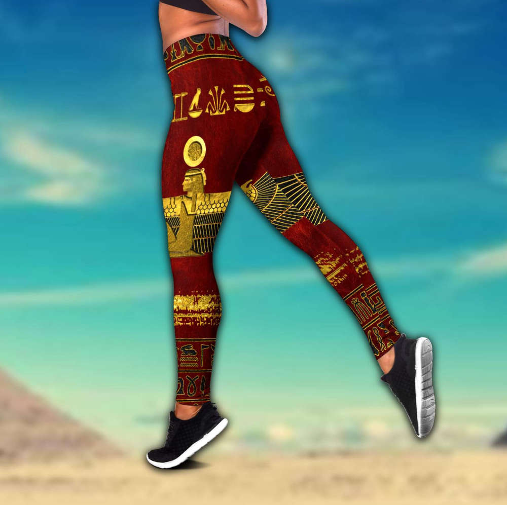 Egyptian Ancient Queen Red Pattern Combo Legging Tank