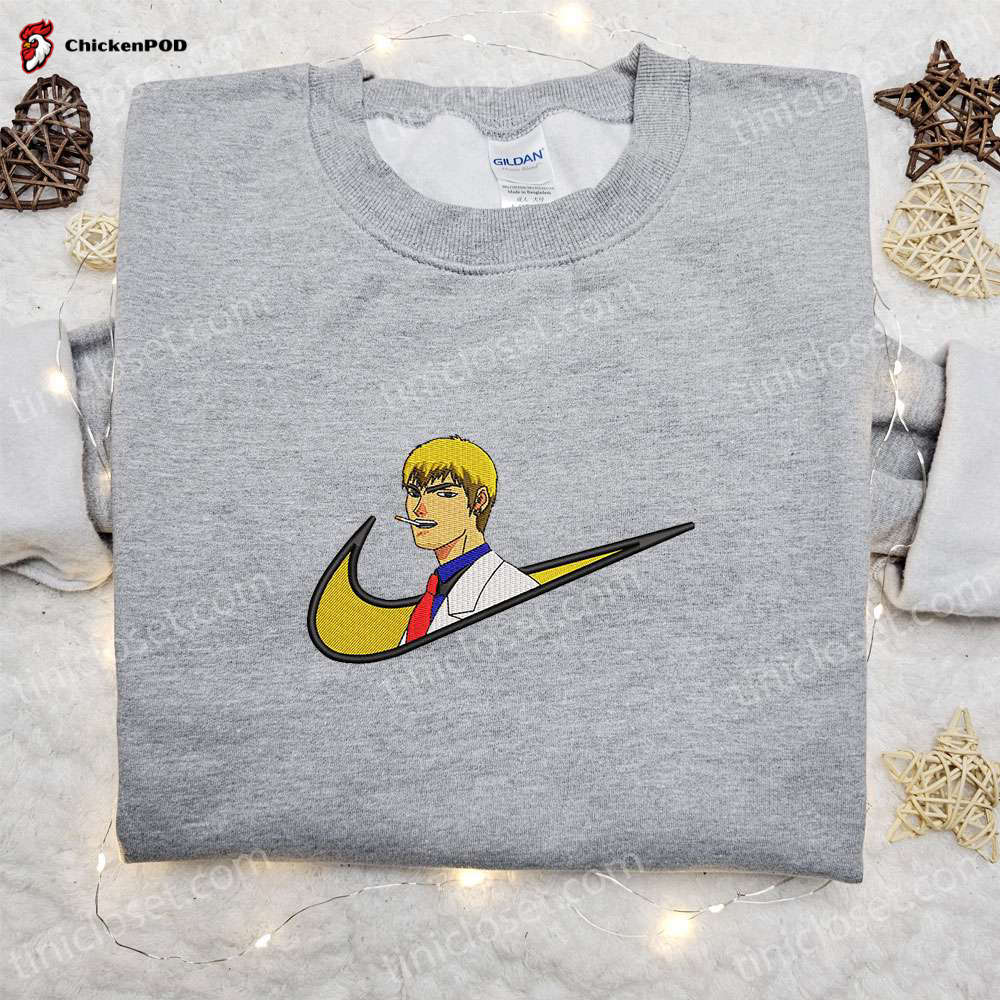 Eikichi Onizuka x Nike Swoosh Anime Embroidered Shirt – Great Teacher Onizuka Custom Nike Tee