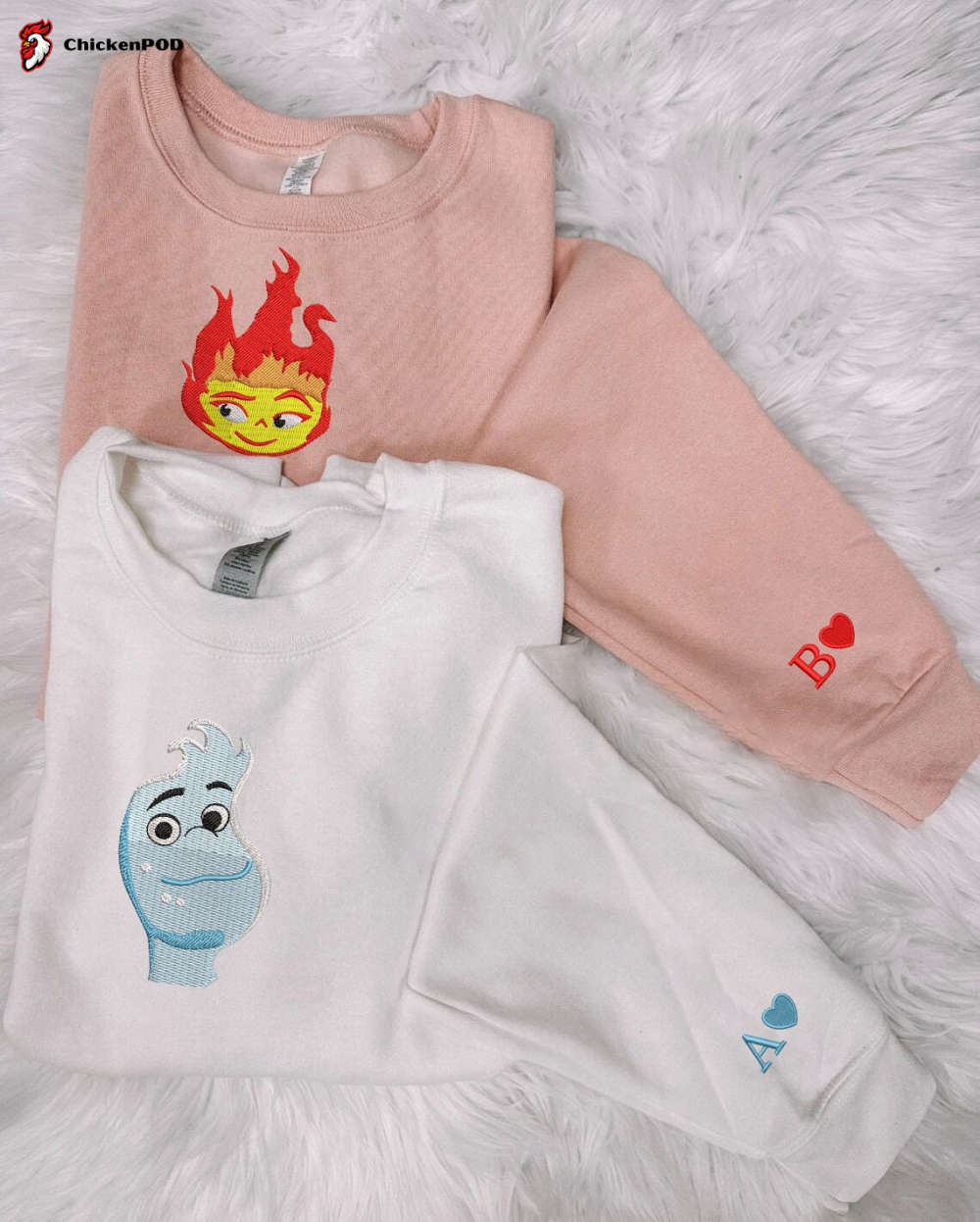 Shop Trending Elemental Ember and Wade Sweatshirts Valentine Cartoon Embroidered Shirt Couple Shirt – 2021 s Hottest Crewneck!