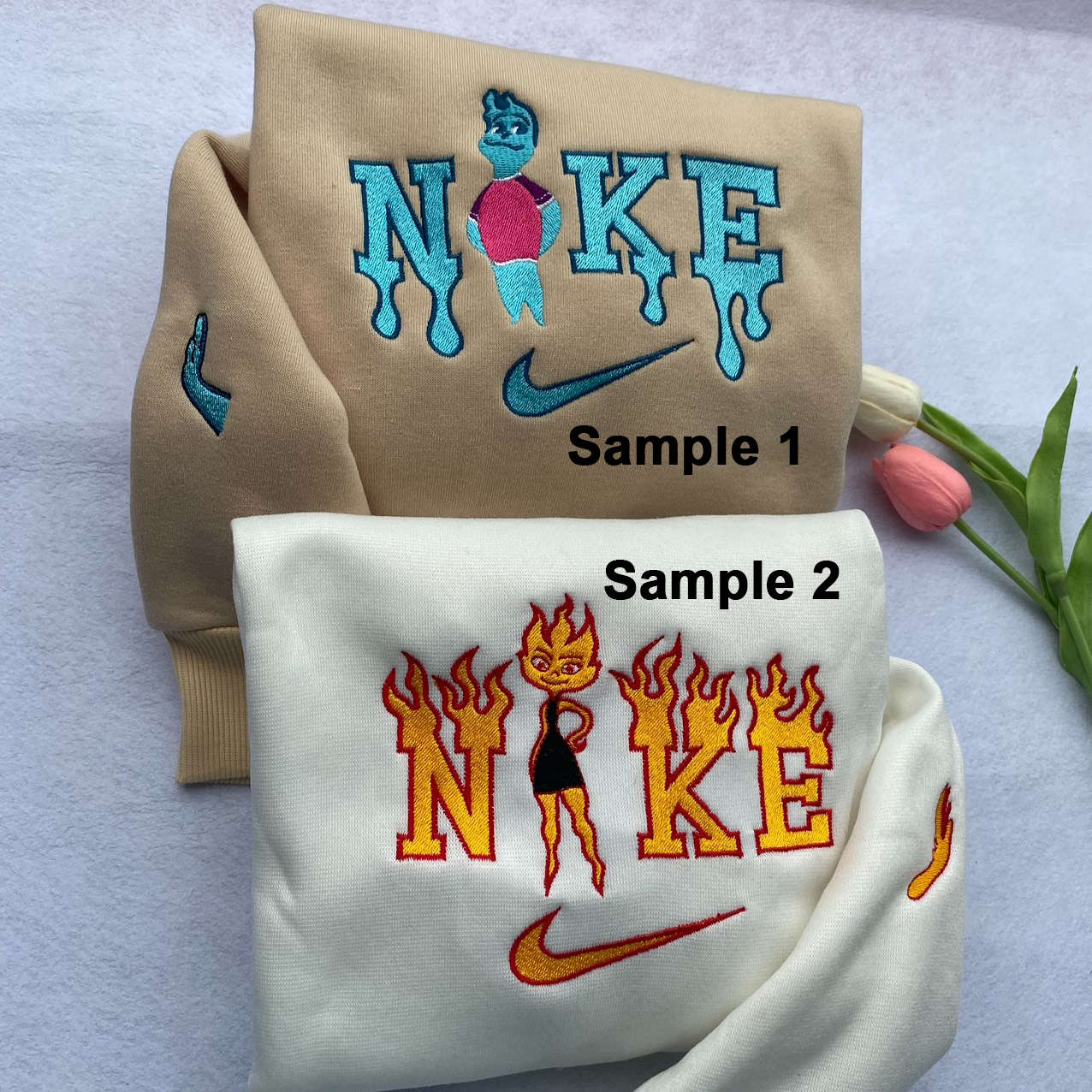 Disney Nike Embroidered Sweatshirts: Ember and Wade Elemental Collection