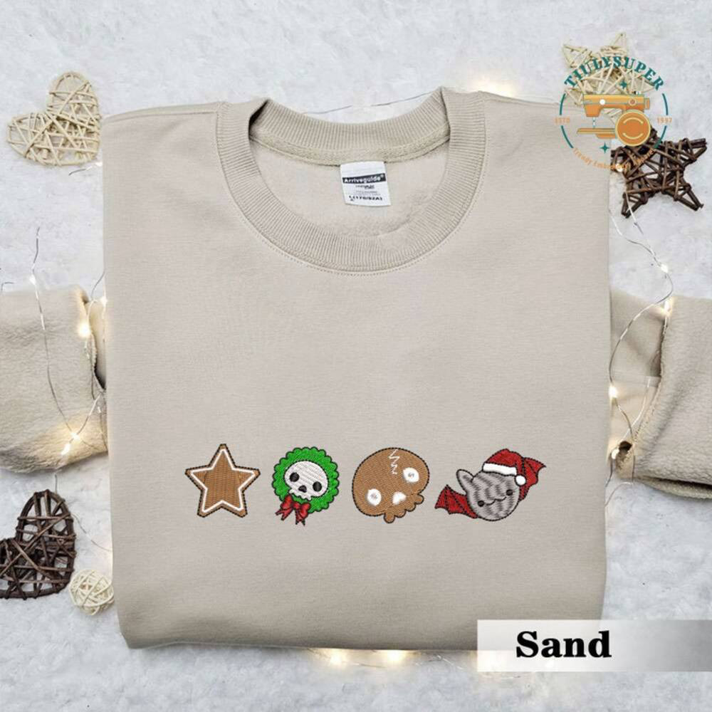 Christmas Reindeer Spooky Season Embroidered Sweater – Festive & Fun Holiday Sweatshirt