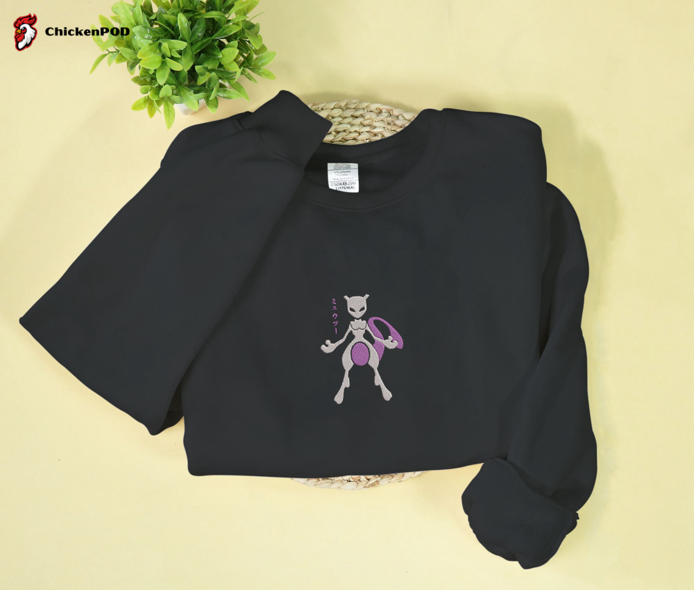 Stylish Embroidered Mewtwo Sweatshirt – Perfect Gift for Psychic Pokemon Fans!