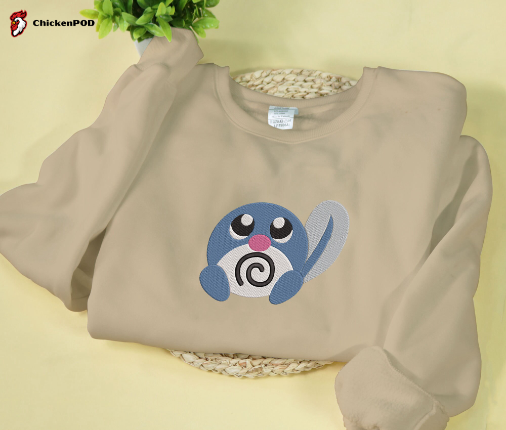 Embroidered Poliwag Sweatshirt: Unique Water Poliwag Sweater with Embroidery – Perfect Gift