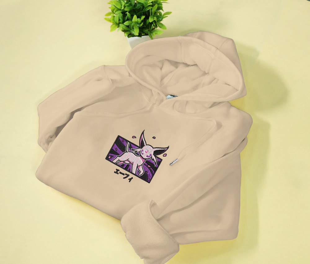 Espeon Embroidered Hoodie: Stylish Sweatshirt Gift with Espeon Design