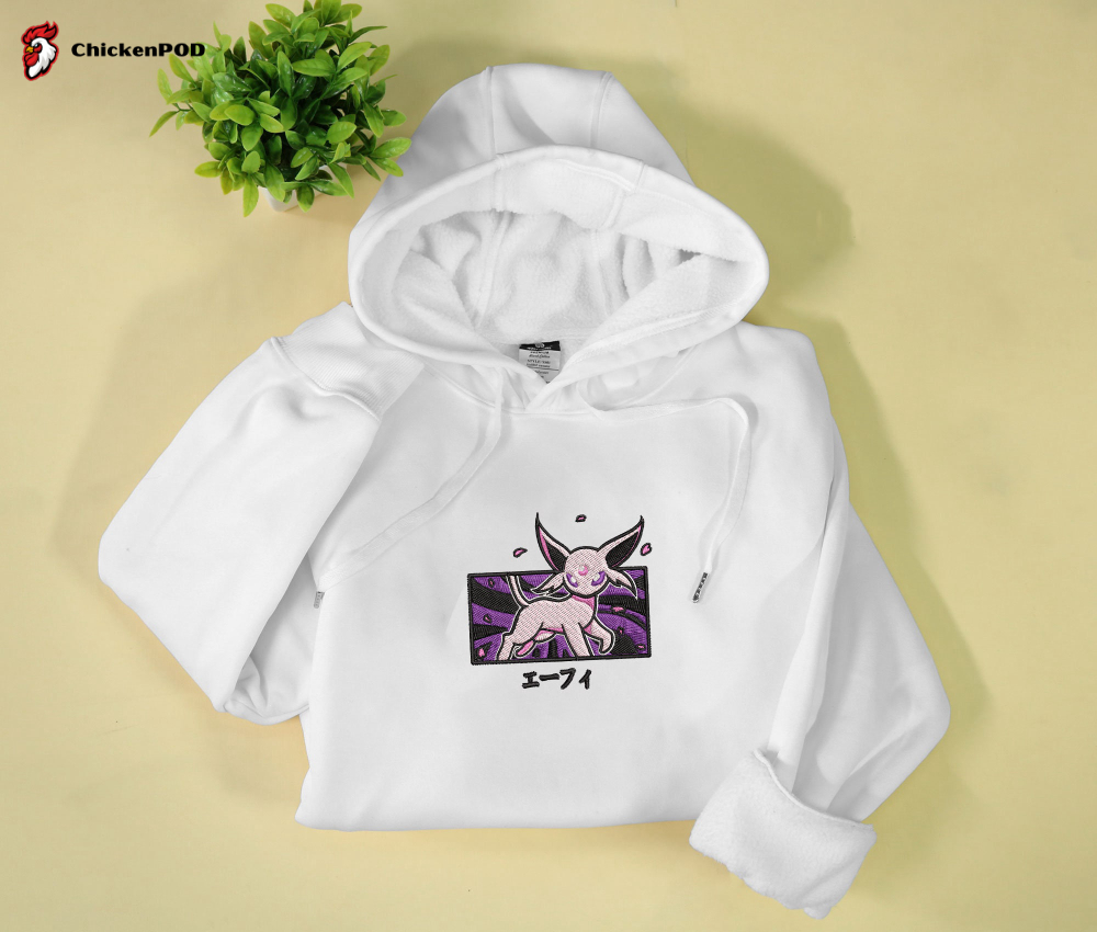 Espeon Embroidered Hoodie: Stylish Sweatshirt Gift with Espeon Design