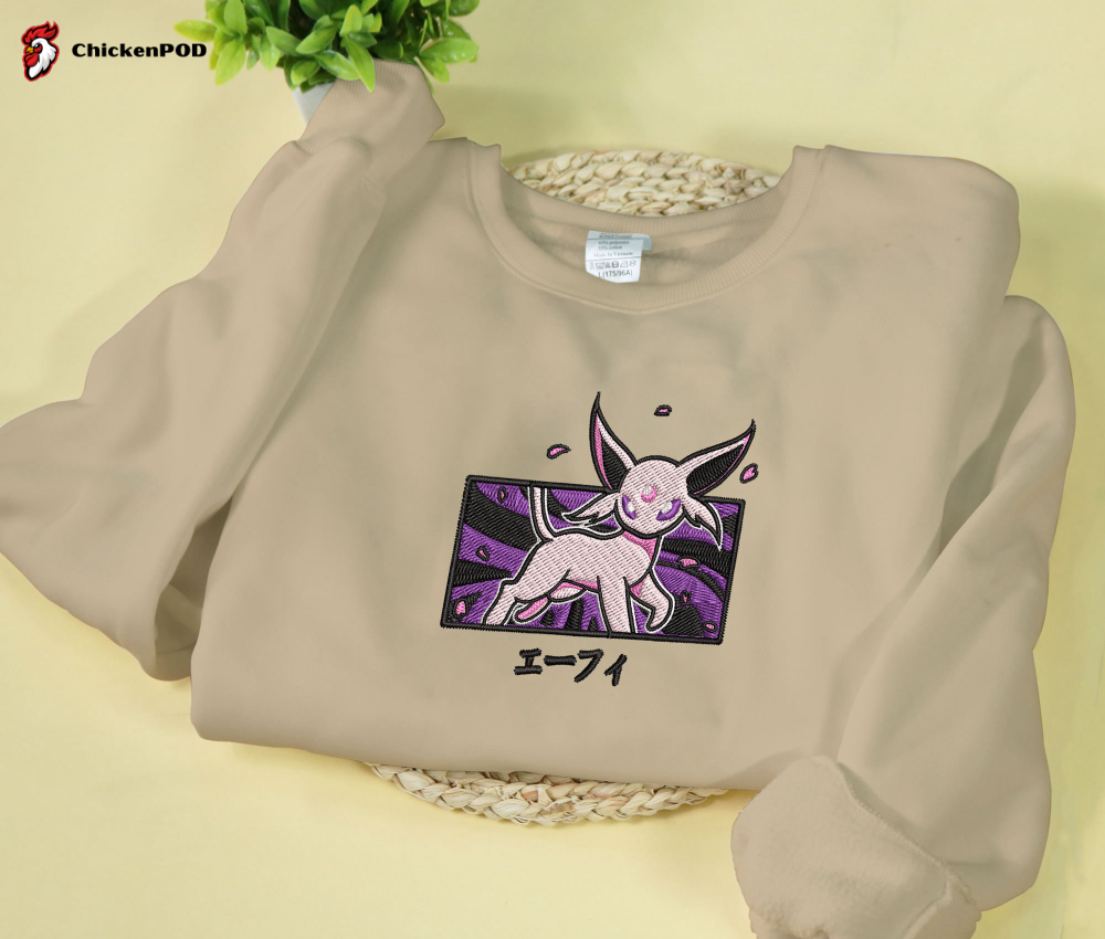 Espeon Embroidered Sweatshirt: Unique and Stylish Sweater Gift with Embroidery