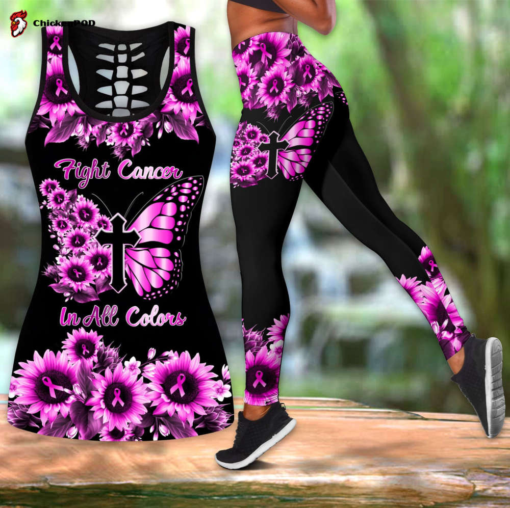 Fight Cancer In All Colors Butterfly All Over Printed Combo Tanktop + Legging