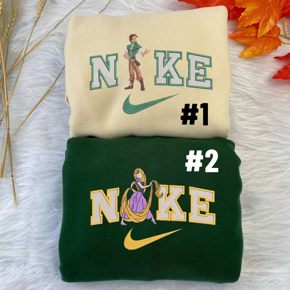 Disney Nike Embroidered Sweatshirts: Flynn and Rapunzel Collection