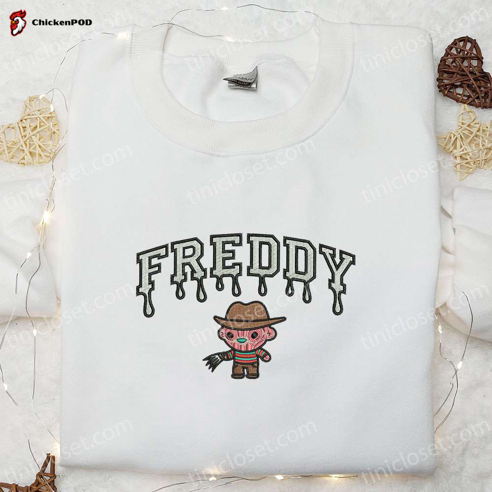 Spooky Freddy Krueger Drip Embroidered Sweatshirt: Best Horror Movie Hoodie for Halloween Gifts