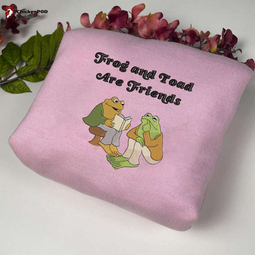 Vintage Frog and Toad Together Sweatshirt: Classic Bookworm Embroidered Shirt Retro Gift For Her