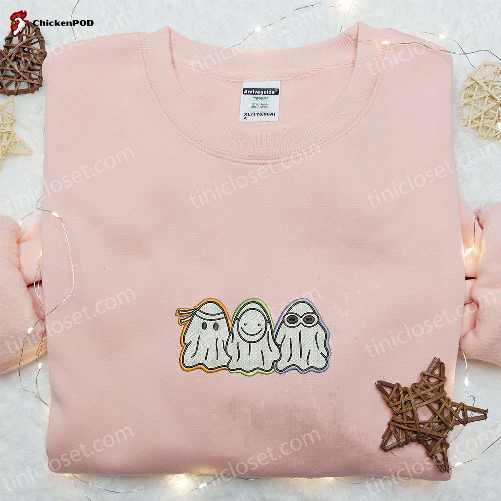 Spooktacular Funny Ghosts Embroidered Shirt – Adorable Halloween Gift for Family